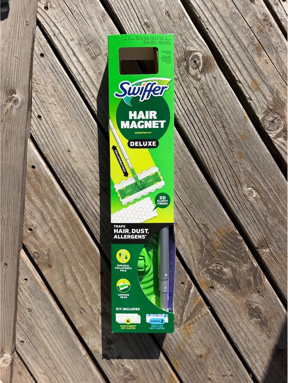 Swiffer Hair Magnet Deluxe Sweeping Kit w/ 3D Fluffy Fibers and Collapsible Pole
